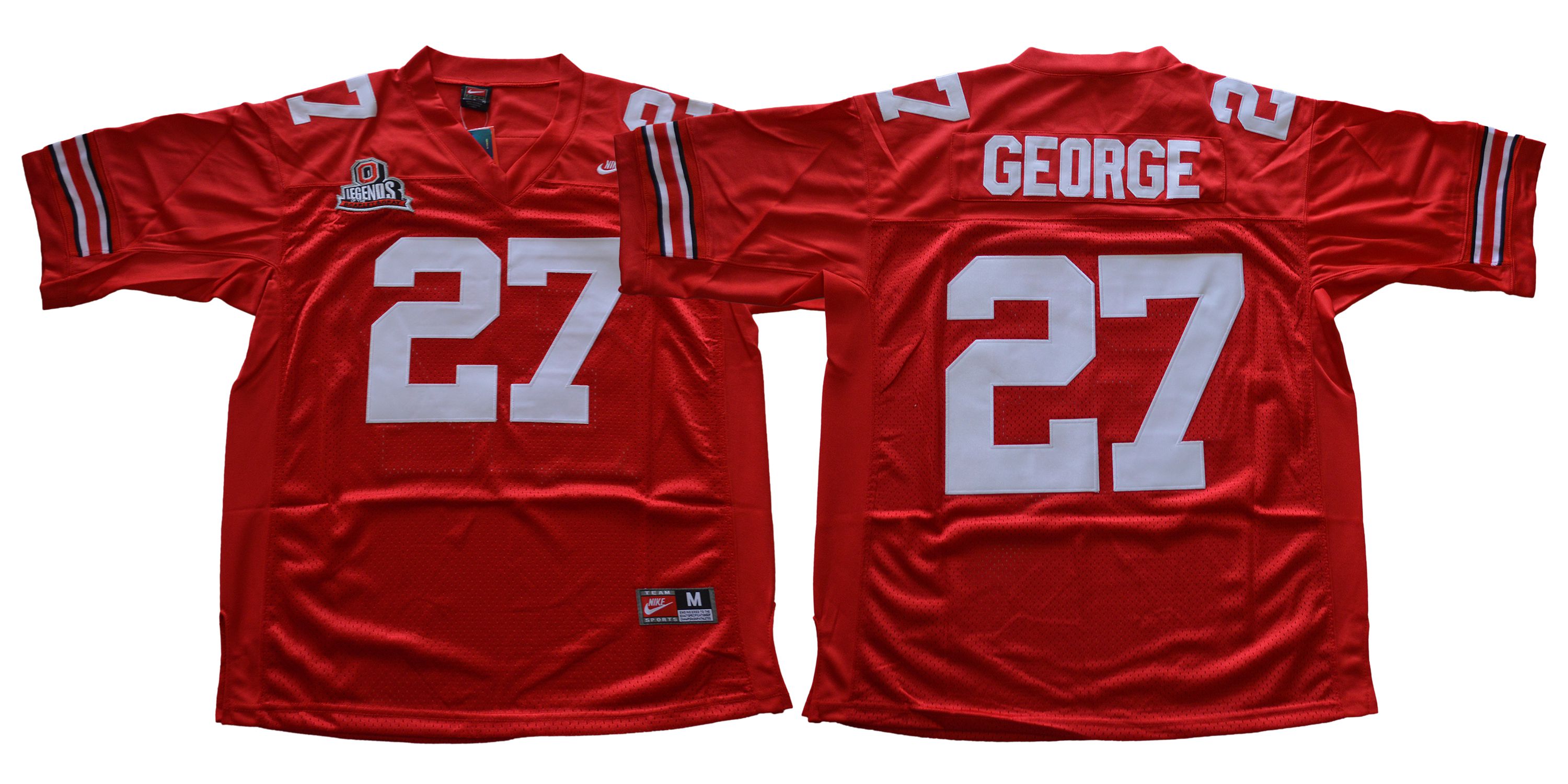 Men Ohio State Buckeyes 27 George Red Throwback Nike NCAA Jerseys
